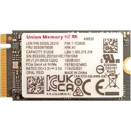 Купити SSD диск Union Memory AM630 512Gb NVMe PCIe M.2 2242 (RPJTJ512MGE1QDQ)