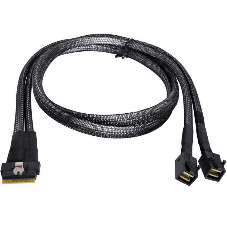 Кабель SFF-8654 8i SlimSAS to 2 SFF-8643 Mini-SAS HD 0.5m – ціна