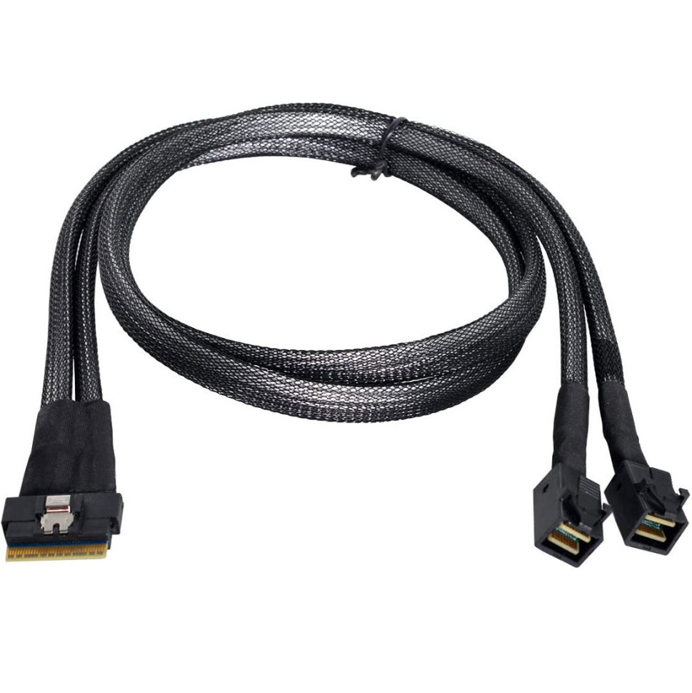 Кабель SFF-8654 8i SlimSAS to 2 SFF-8643 Mini-SAS HD 0.5m – ціна