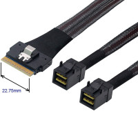 Купити Кабель SFF-8654 8i SlimSAS to 2 SFF-8643 Mini-SAS HD 0.5m