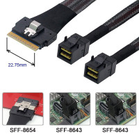 Купити Кабель SFF-8654 8i SlimSAS to 2 SFF-8643 Mini-SAS HD 0.5m