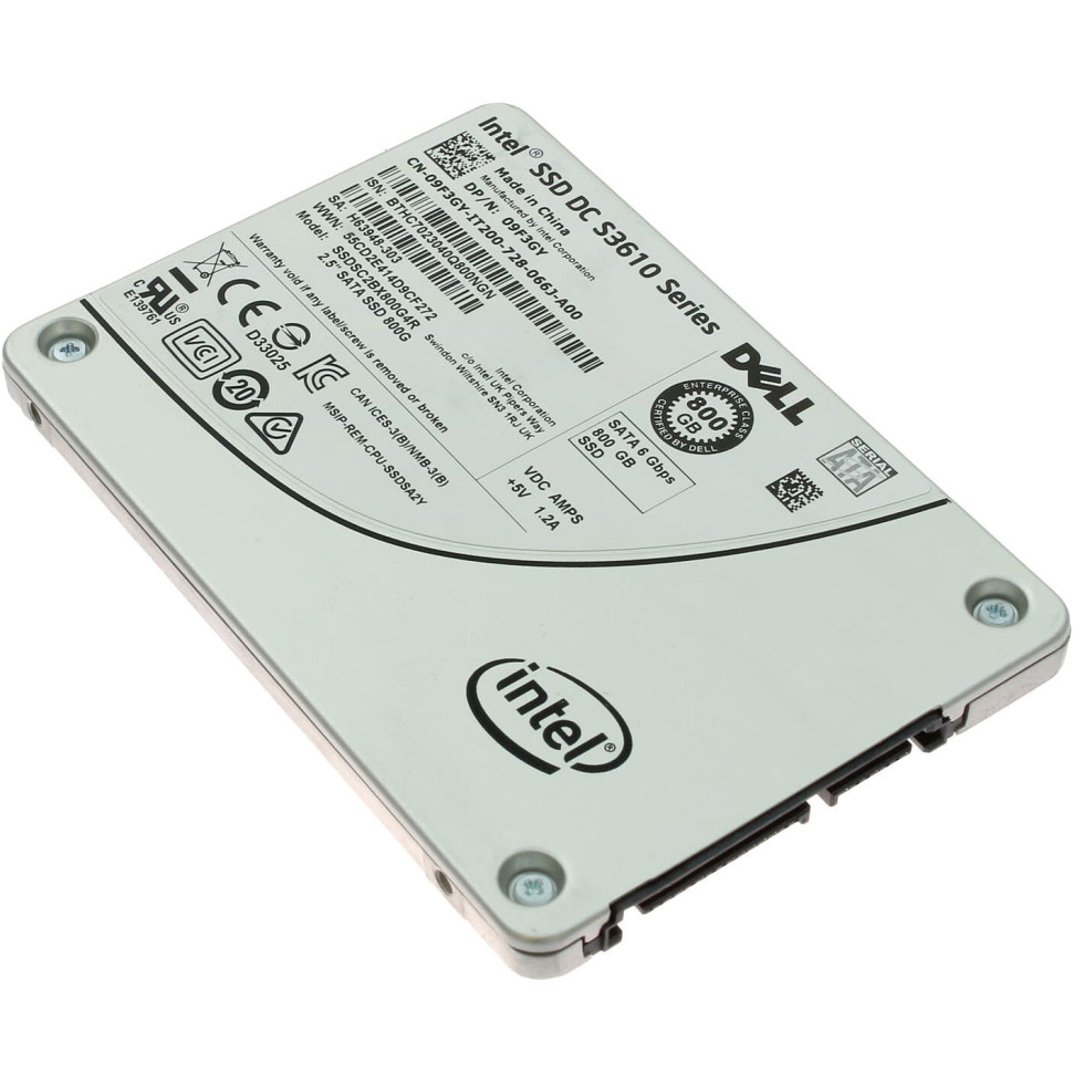 Intel DC S3610 800GB 2.5" SATA SSD – SSDSC2BX800G4P, 805381-001 W/ Caddy