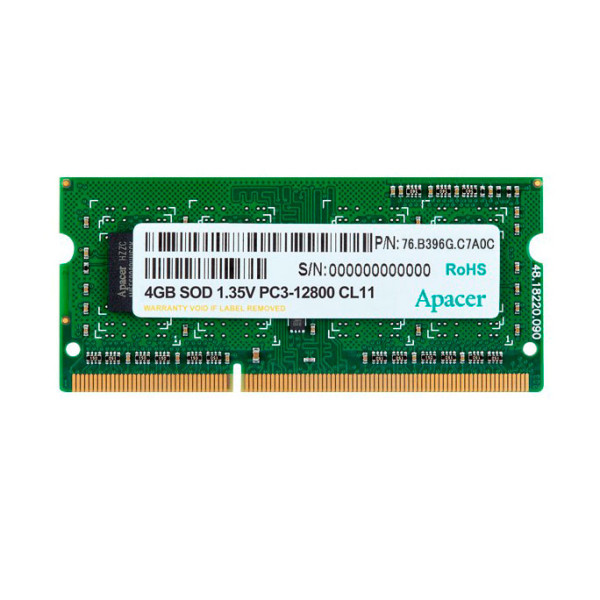 Купить Оперативная память Apacer SODIMM DDR3-1600 4Gb PC3-12800S non-ECC Unbuffered (76.B396G.C7A0C)