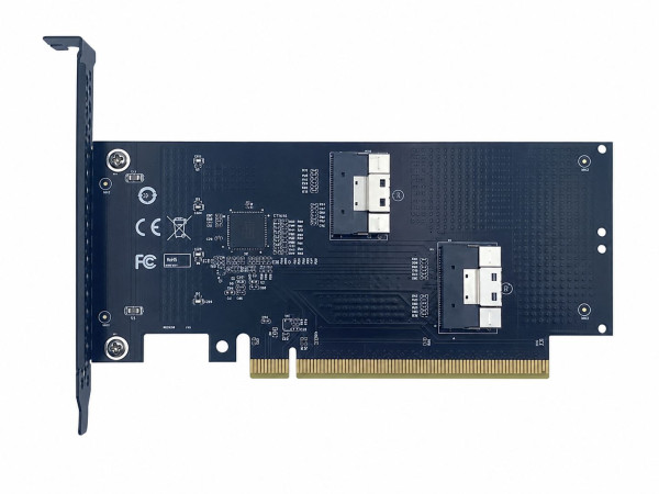 Купити PCIe 4.0 x16 адаптер на 2× SlimSAS SFF-8654 8i для NVMe U.2/U.3 SSD