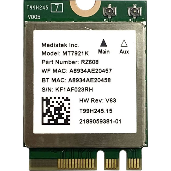 Купити Wi-Fi модуль MediaTek Wi-Fi 6E RZ608 M.2 802.11ax Bluetooth 5.2 (MT7921K)