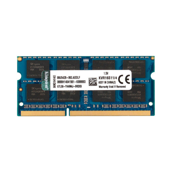 Купити Пам'ять для ноутбука Kingston SODIMM DDR3-1600 4Gb PC3-12800S non-ECC Unbuffered (KVR16S11/4)