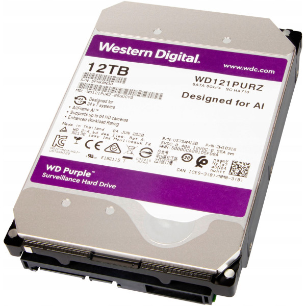 Купити Жорсткий диск Western Digital Purple 12Tb 7.2K 6G SATA 3.5 (WD121PURZ)