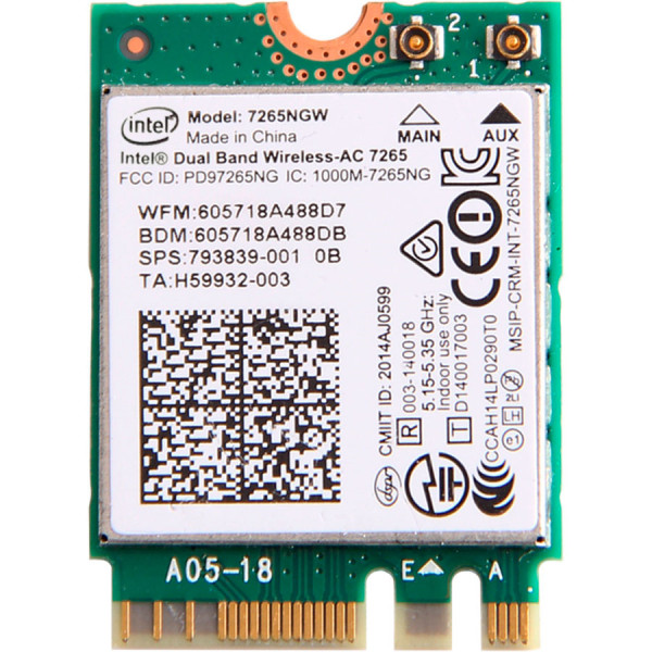 Купити Wi-Fi модуль Intel Wireless-AC 7265 NGFF 867Mbps 802.11ac Bluetooth 4.2 (7265NGW)