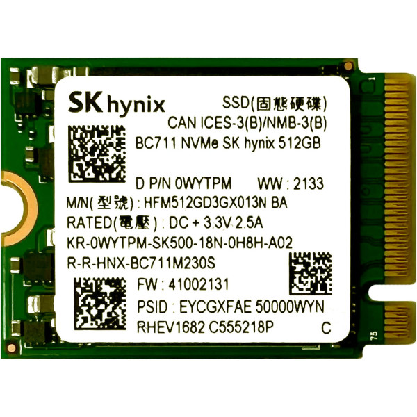 thumbnail interactive-video image 1 of Dell WYTPM SK Hynix BC711 512GB M.2 2230 NVMe SSD – Tested Pull From XPS 13 9305 1 of 6