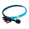 Кабель SFF-8643 Mini-SAS HD to 4 SATA Reverse Breakout Splitter 0.5m