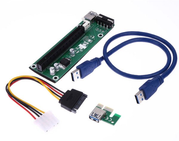 Купить Райзер USB3.0 PCI-E 1x to 16x Extender Riser Card Adapter SATA 50см