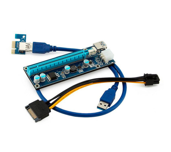 Купити Райзер USB3.0 PCI-E 1x to 16x Extender Riser Card Adapter SATA 60см