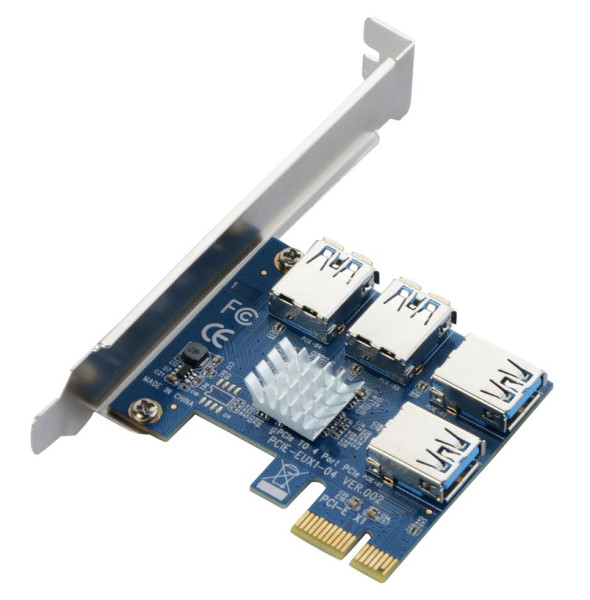 Купити Райзер PCI-e Express 1X to 4 PCI Express 16X Slot External Riser Card Adapter Board