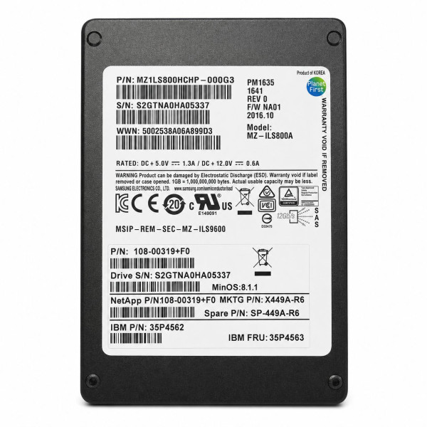 Купити Серверний SSD Samsung PM1635 800GB SAS 12G 2.5″ (MZ-ILS800A / NetApp X449A-R6 / IBM 35P4562)