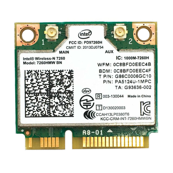 Купить Wi-Fi модуль Intel Wireless-N 7260 Mini PCI-e 300Mbps 802.11bgn Bluetooth 4.0 (7260HMW BN)