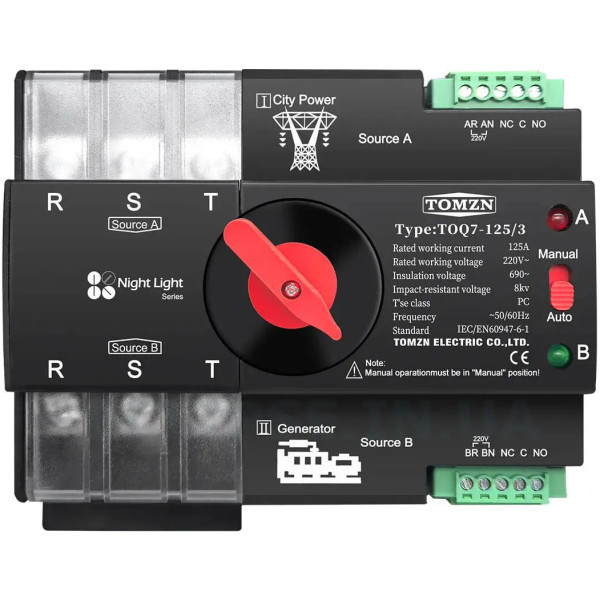Купити Автомат введення резерву TOMZN Night Light 125А 3P (TOQ7-125/3)