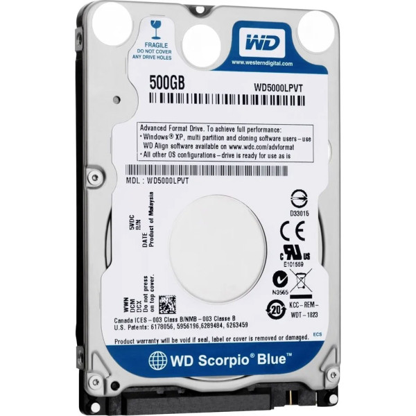 Купити Жорсткий диск Western Digital Blue 500Gb 5.4K 3G SATA 2.5 (WD5000LPVT)