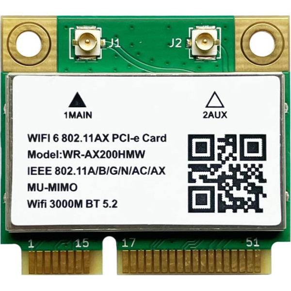 Купити Wi-Fi модуль Intel Wi-Fi 6 AX200 Mini PCI-e 2.4Gbps 802.11ax Bluetooth 5.2 (WR-AX200HMW)