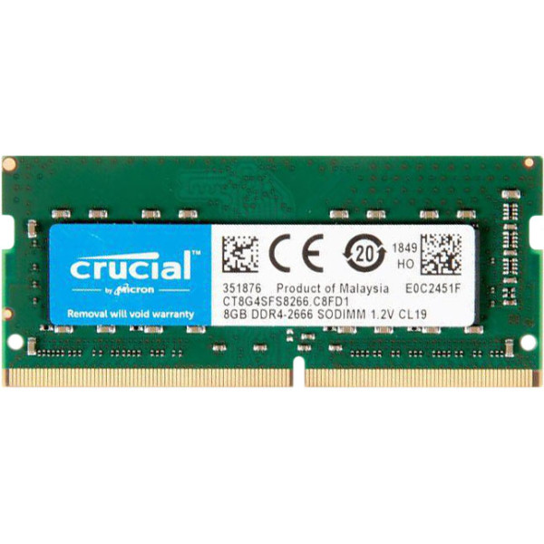 Купити Пам'ять для ноутбука Crucial SODIMM DDR4-2666 8Gb PC4-21300 non-ECC Unbuffered (CT8G4SFS8266)