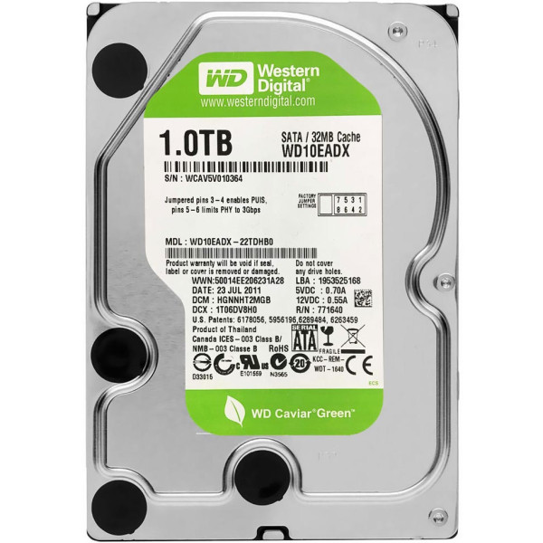 Купити Жорсткий диск Western Digital Caviar Green 1Tb 5.4K 6G SATA 3.5 (WD10EADX)