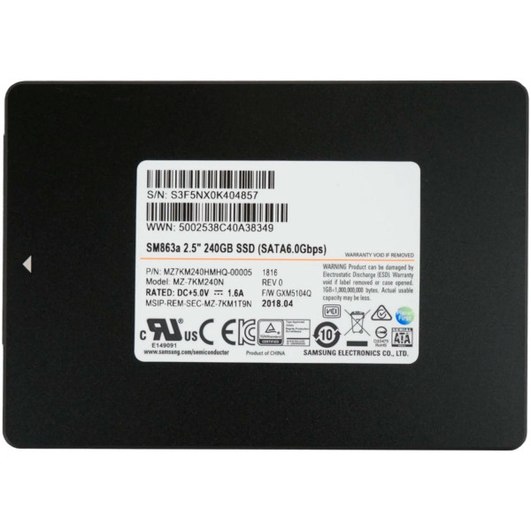Купити SSD диск Samsung SM863a 240Gb 6G SATA 2.5 (MZ-7KN240N)