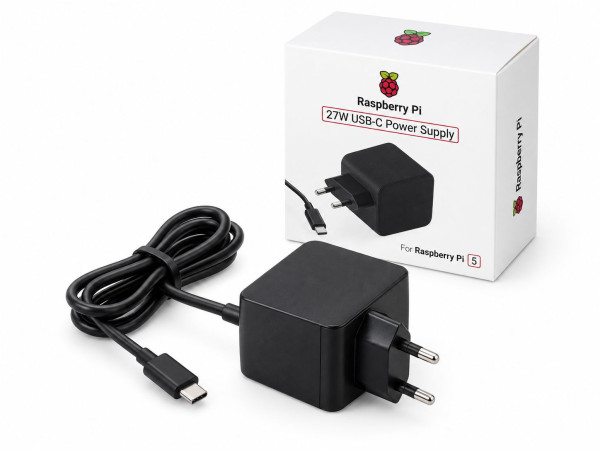 Купити Блок живлення Raspberry Pi 5 27W USB-C 5.1V 5A EU Black (SC1408)