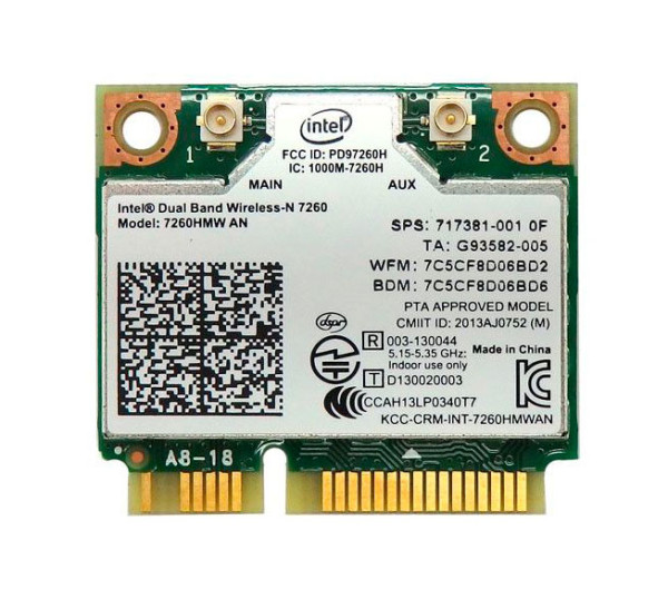 Купить Wi-Fi адаптер Intel Wireless-N 7260 Mini PCI-e 300Mbps 802.11agn Bluetooth 4.0 (7260HMW AN)