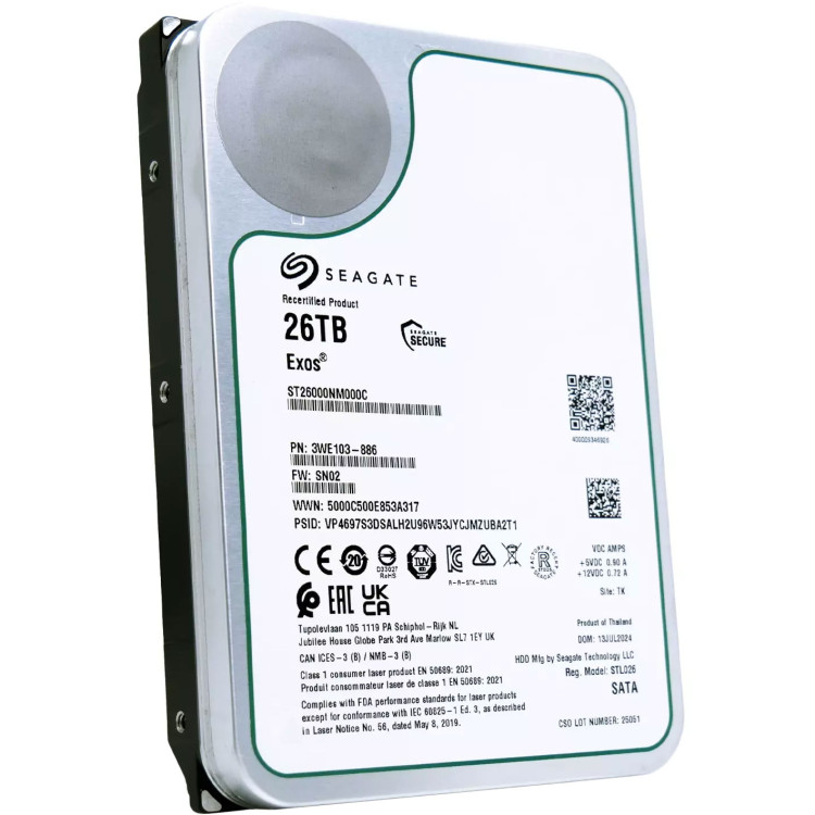 H.C.S Серверний диск Seagate Exos 26Tb 7.2K 6G SATA 3.5 (ST26000NM000C