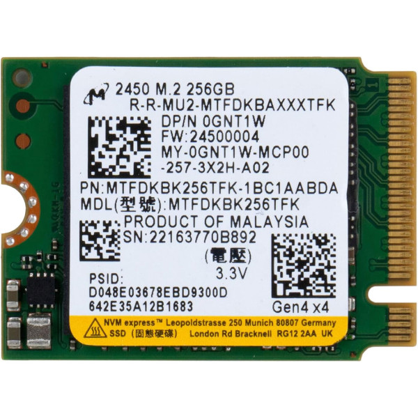 Купити SSD диск Micron 2450 256Gb NVMe PCIe M.2 2230 (MTFDKBK256TFK)