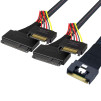 Кабель SFF-8654 8i SlimSAS to 2x SFF-8639 U.2 NVMe connector with SATA Power 0.5m - SFF-8654-8i-SlimSAS-to-2x-SFF-8639-U.2-NVMe-connector-with-SATA-Power-0.5m-2