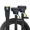 Кабель SFF-8654 8i SlimSAS to 2x SFF-8639 U.2 NVMe connector with SATA Power 0.5m - SFF-8654-8i-SlimSAS-to-2x-SFF-8639-U.2-NVMe-connector-with-SATA-Power-0.5m-3