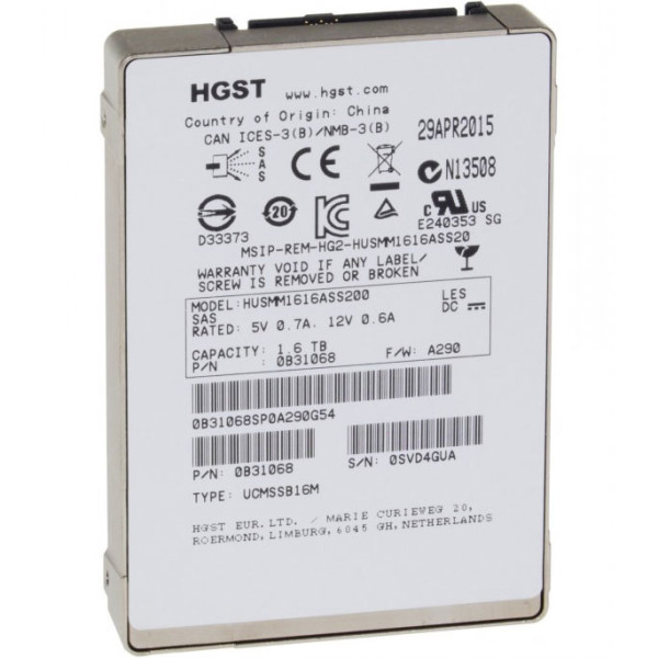 Купити SSD диск HGST Ultrastar SSD1600MM 1.6Tb 12G SAS 2.5 (HUSMM1616ASS200)